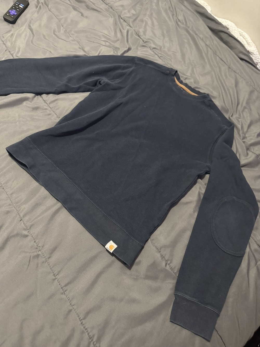 Carhartt Dark Navy Crewneck Sweatshirt with Elbow Patches